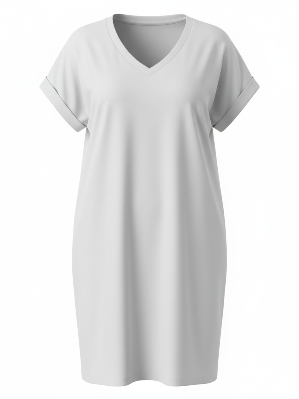 V-Neck Short Sleeve Shift Dress - White